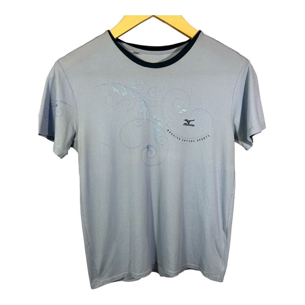 MIZUNO Women’s Short Sleeve Running Nature Sports Tee Shirt Blue Size Medium
